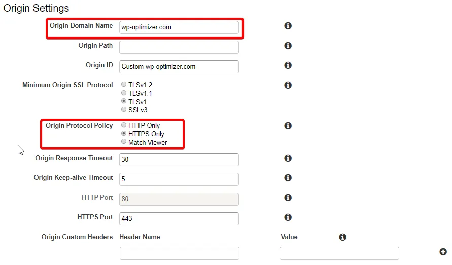 Setting origin domain