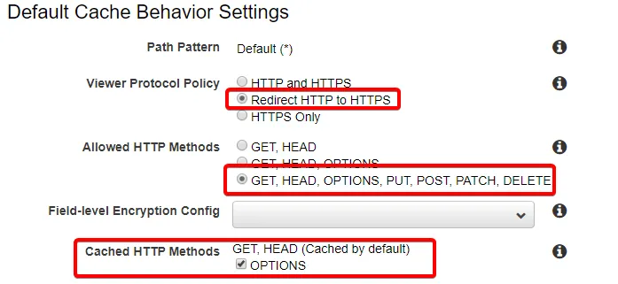 Setting cache behavior
